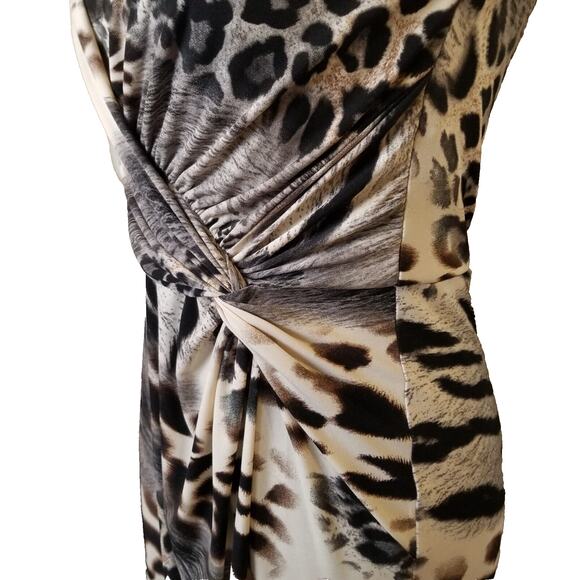 Laudrew Woman's Career Casual Party Animal Print Sheath Dress Twisted Waist Sz 2 - Picture 4 of 10
